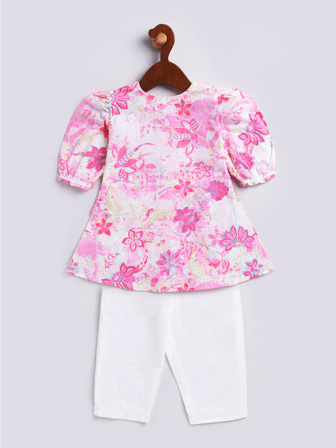 Girl's' Pink Kurta Set